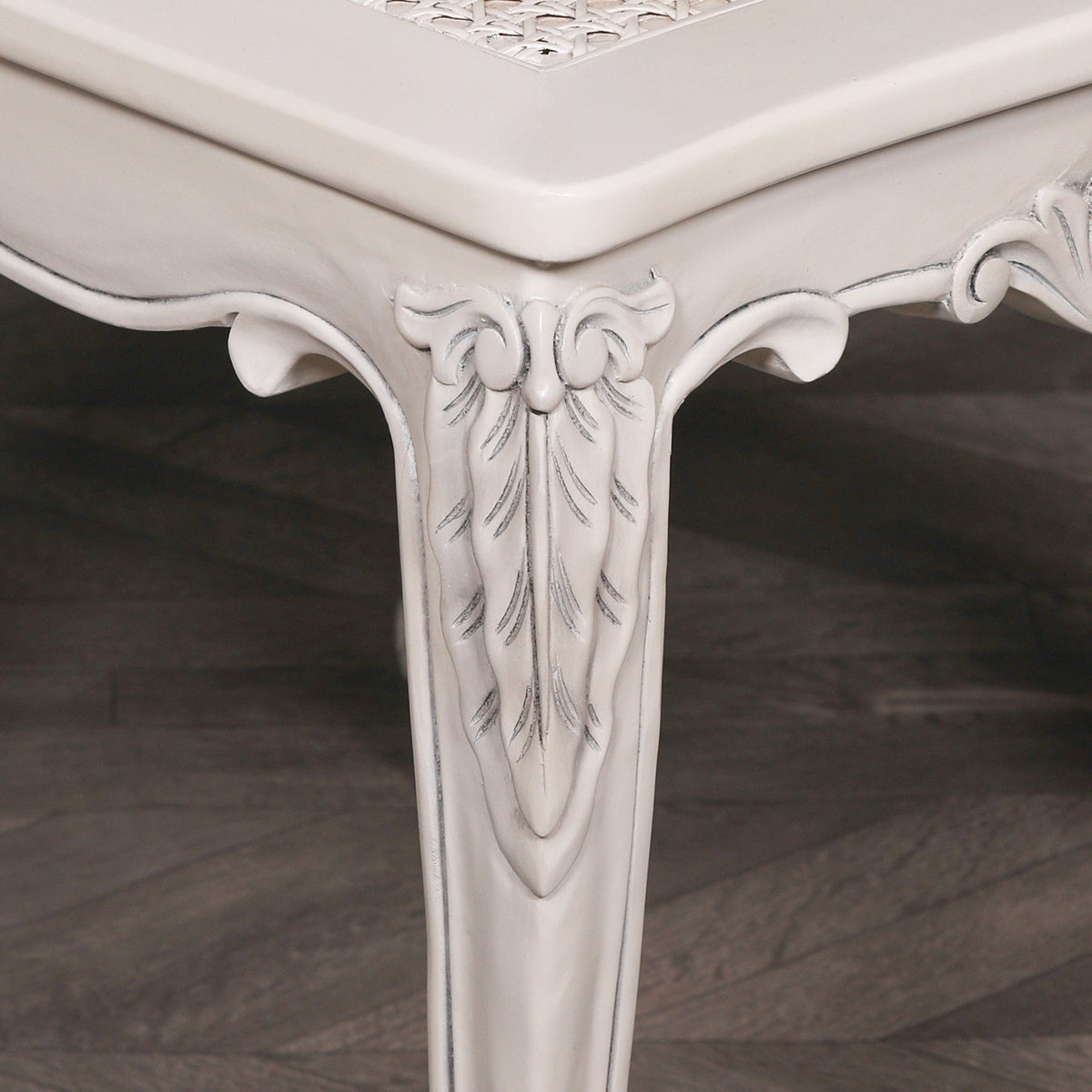 French Antique Off-White Rattan Chair with Cabriole Legs Dining chair CasaFenix