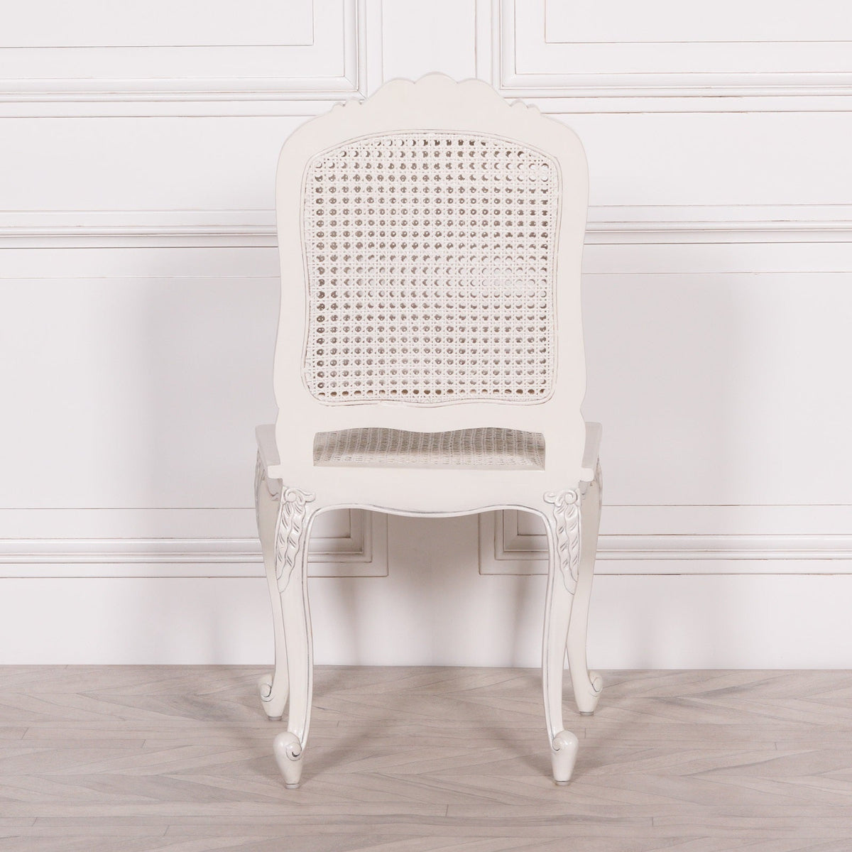 French Antique Off-White Rattan Chair with Cabriole Legs Dining chair CasaFenix
