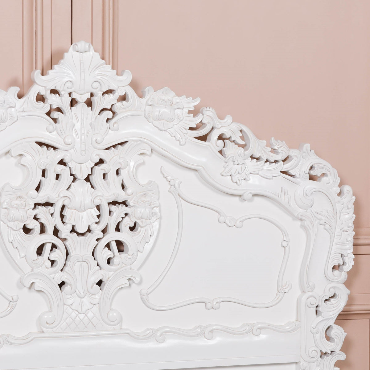 French Rococo Off-White Hand-Carved Double Bed Frame 4ft6 Beds & Bed Frames CasaFenix