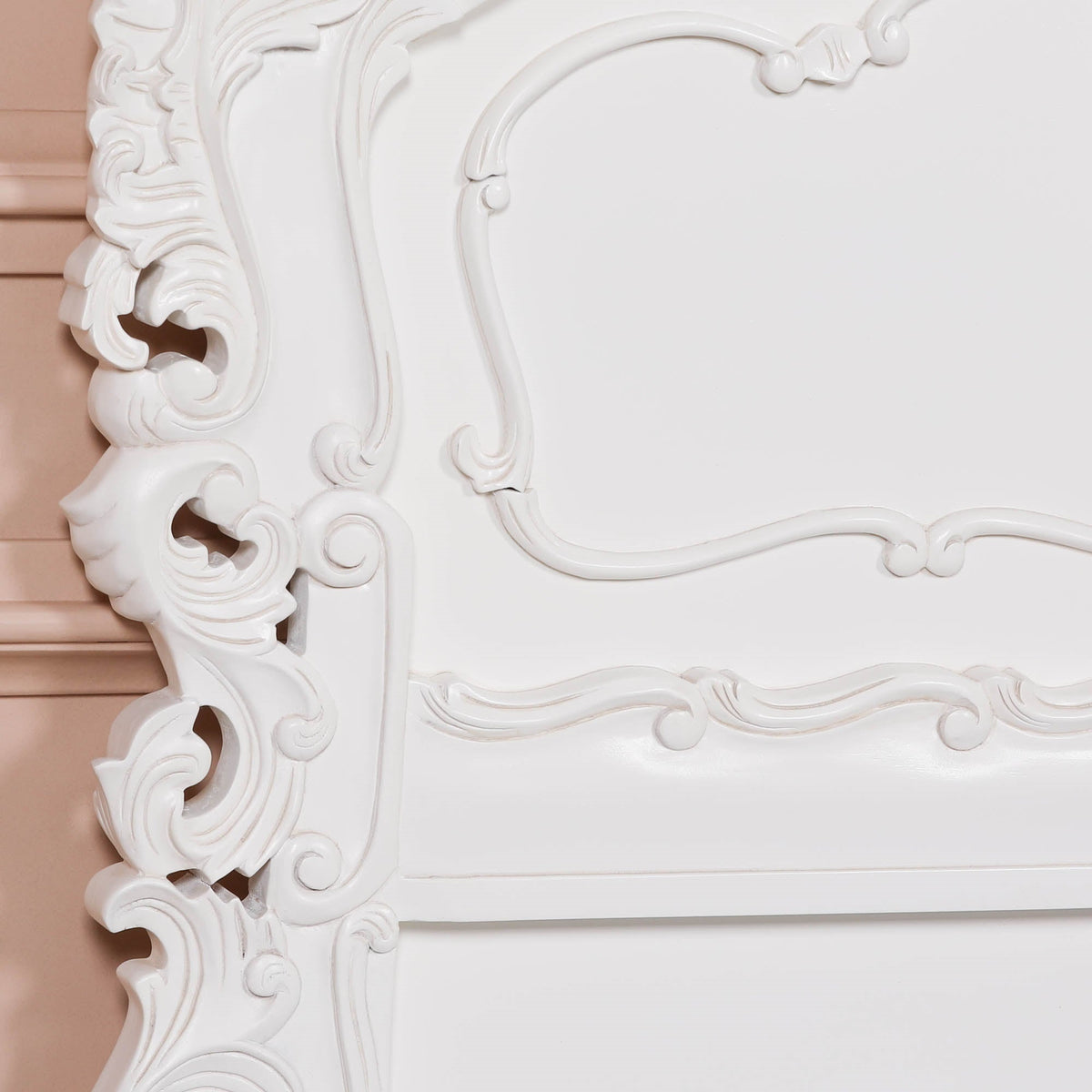 French Rococo Off-White Hand-Carved Double Bed Frame 4ft6 Beds & Bed Frames CasaFenix