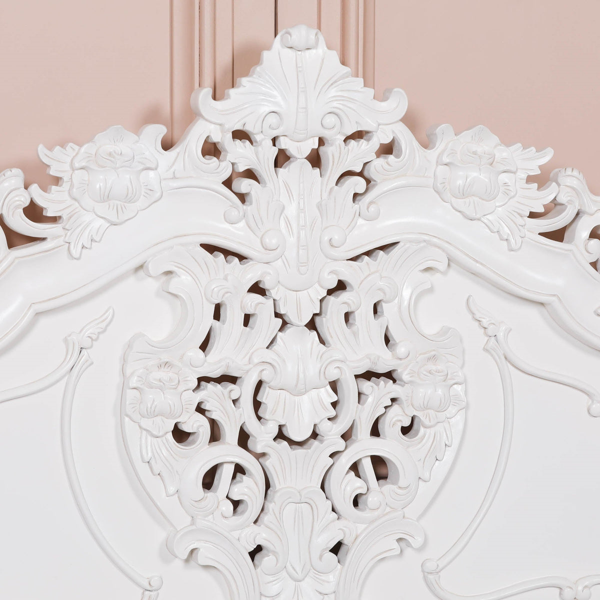 French Rococo Off-White Hand-Carved Double Bed Frame 4ft6 Beds & Bed Frames CasaFenix