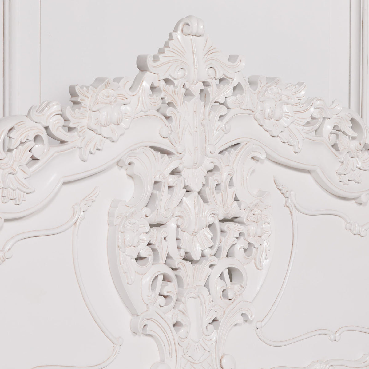 French Rococo Off-White Hand-Carved King Size Bed Frame 5ft Beds & Bed Frames CasaFenix