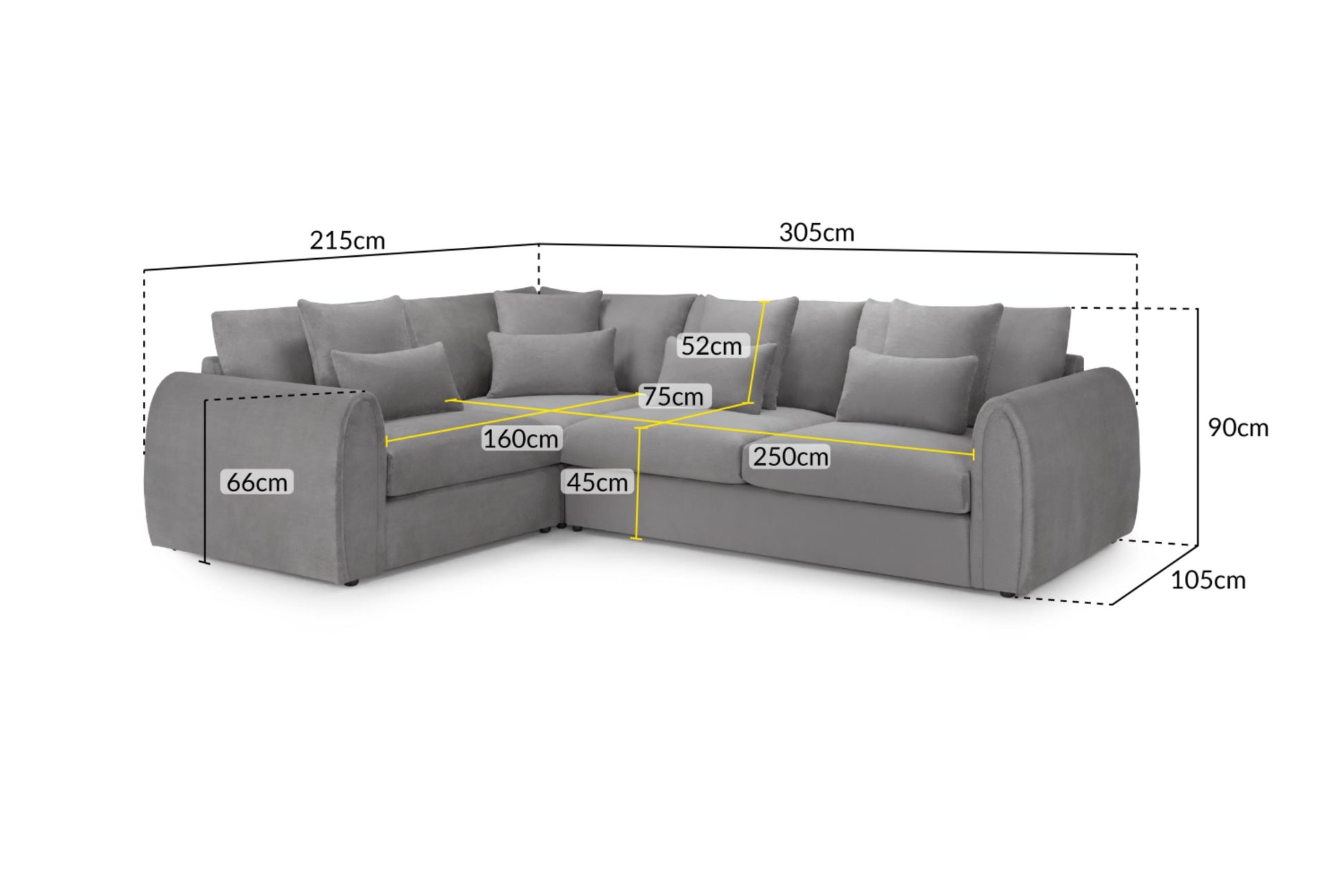 Mirabel Fabric Corner Sofa in Beige or Grey 200 x 171cm overall Size (Copy) Sofa CasaFenix