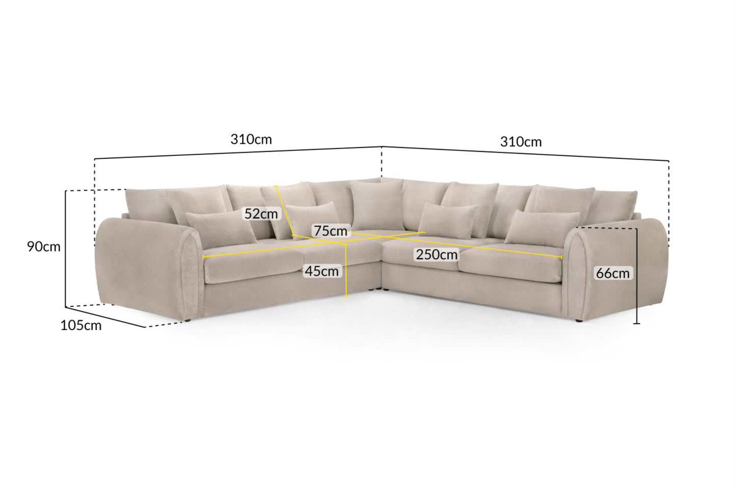 Mirabel Fabric Corner Sofa in Beige or Grey 200 x 171cm overall Size (Copy) Sofa CasaFenix