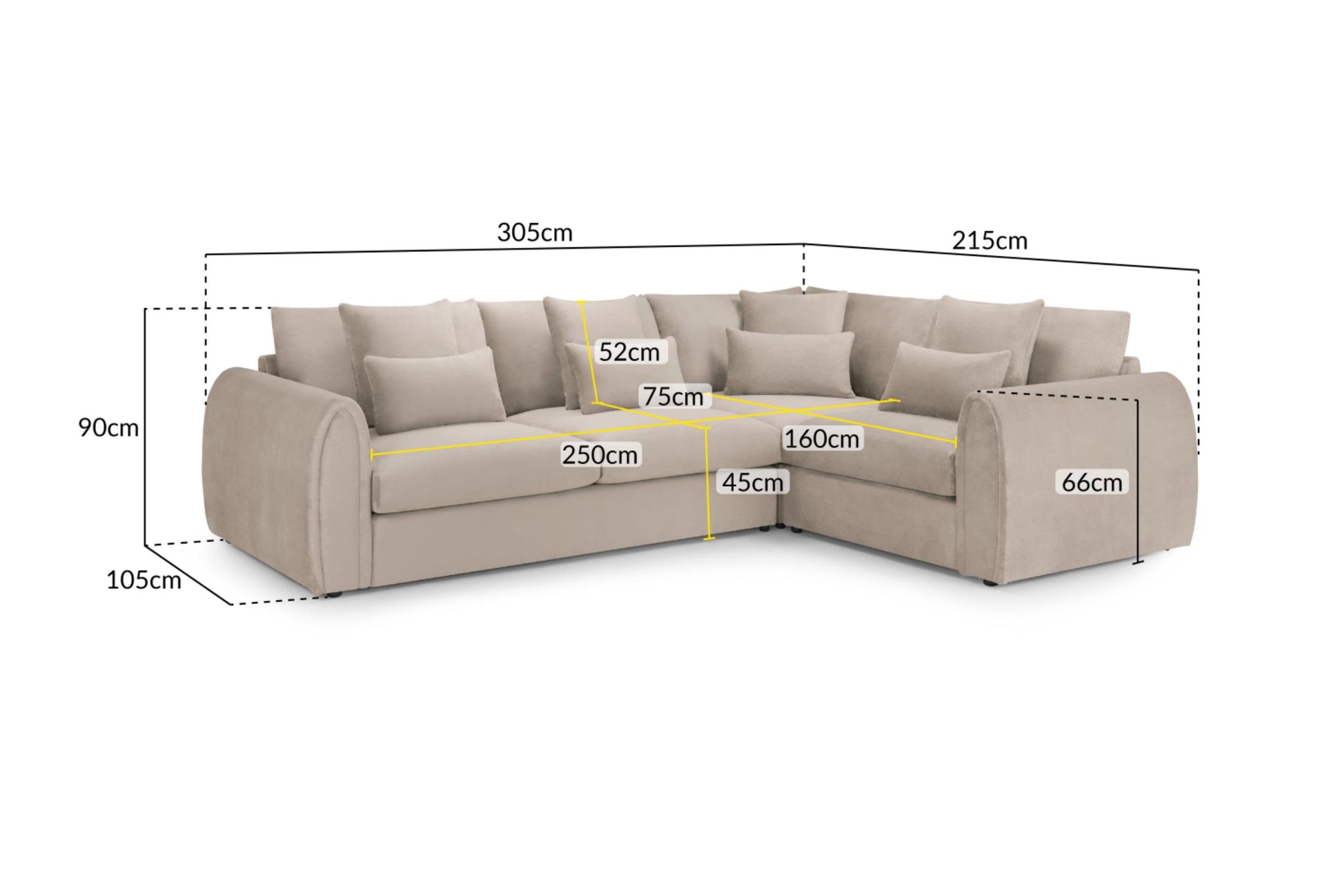 Mirabel Fabric Corner Sofa in Beige or Grey 200 x 171cm overall Size (Copy) Sofa CasaFenix