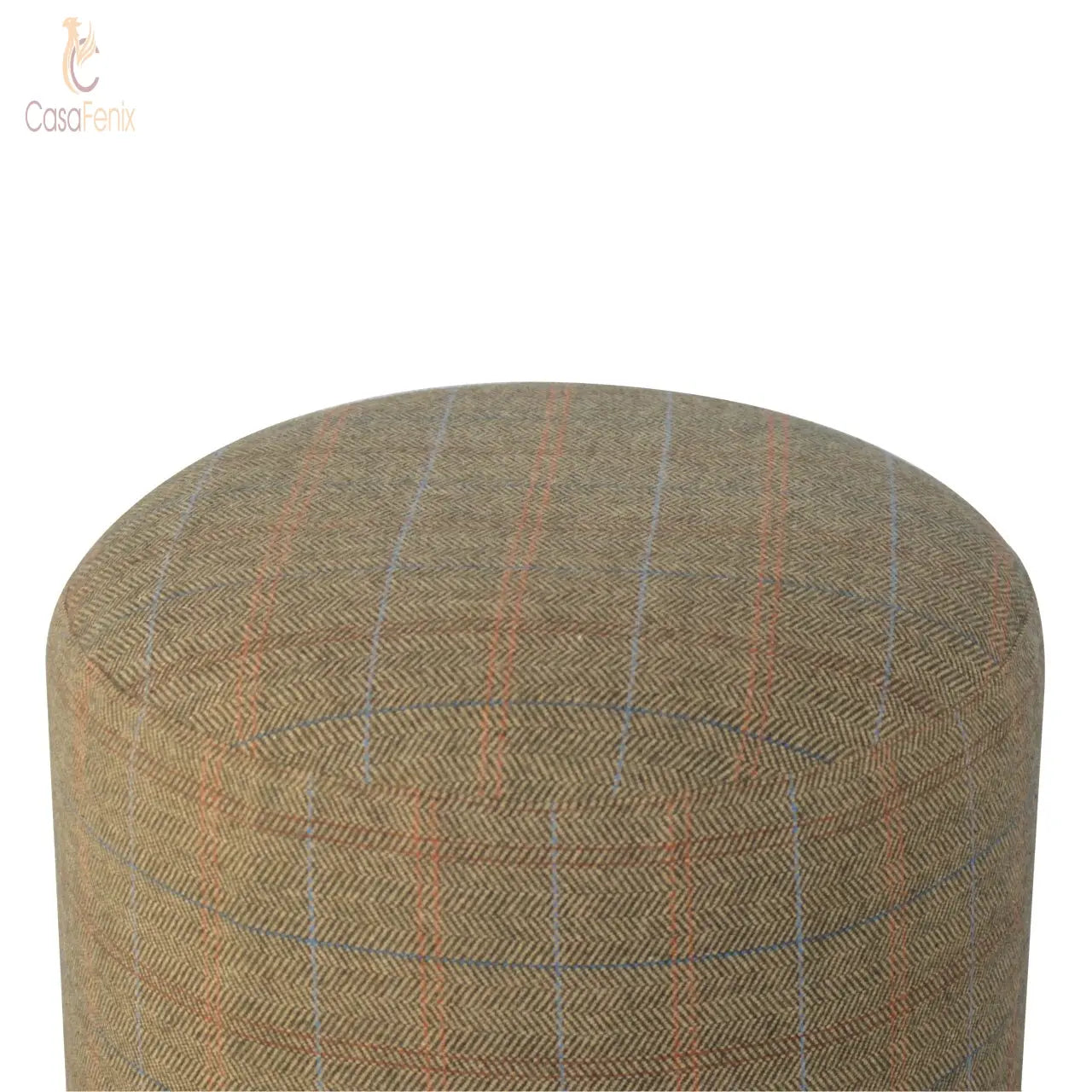 Multi Tweed Round Footstool - CasaFenix