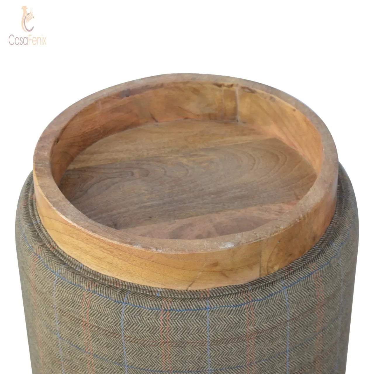 Multi Tweed Round Footstool - CasaFenix