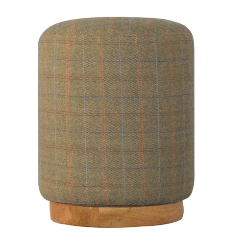 Multi Tweed Round Footstool pouffe CasaFenix