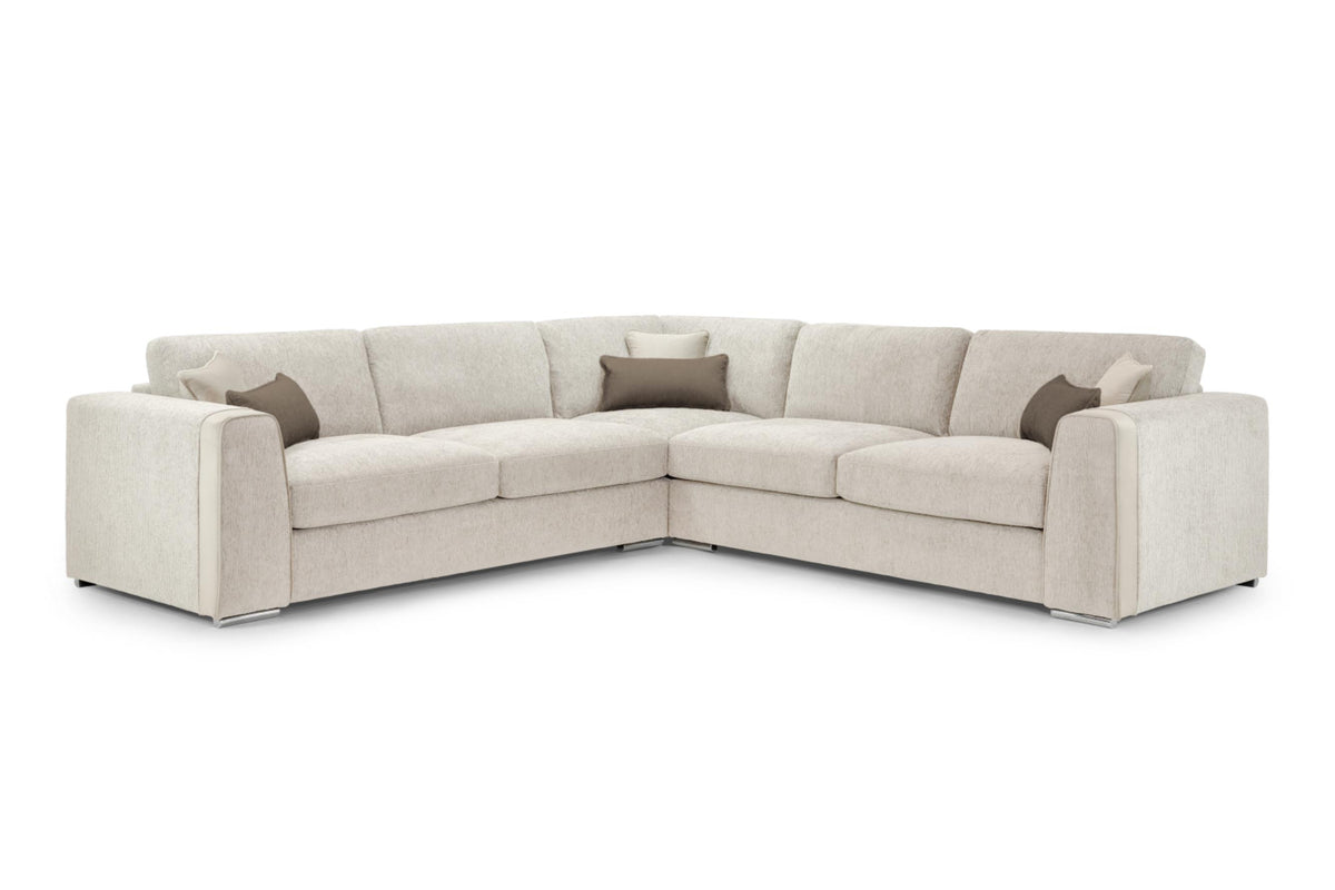 Naples Soft Chenille Upholstery Sofa in Beige, Grey or Mocha 1, 2, 3 Seat, 4 Seat Corner Settee Footstool Sofa CasaFenix