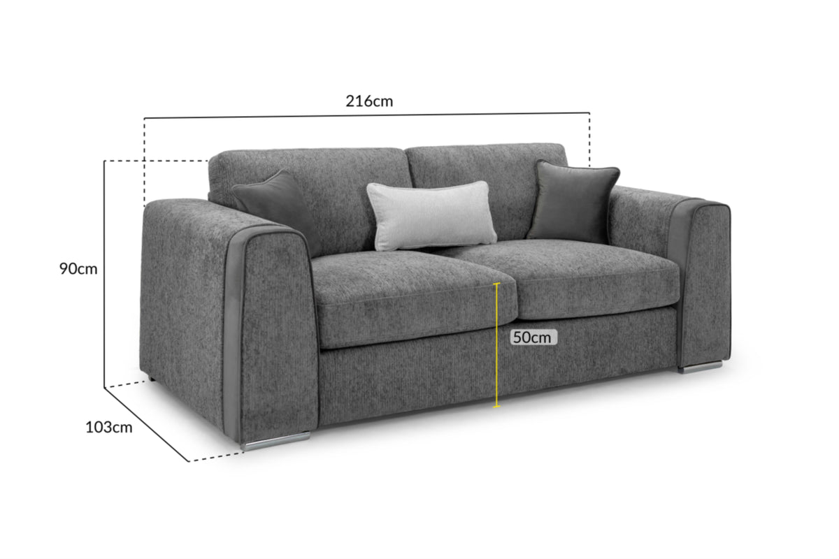 Naples Soft Chenille Upholstery Sofa in Beige, Grey or Mocha 1, 2, 3 Seat, 4 Seat Corner Settee Footstool Sofa CasaFenix