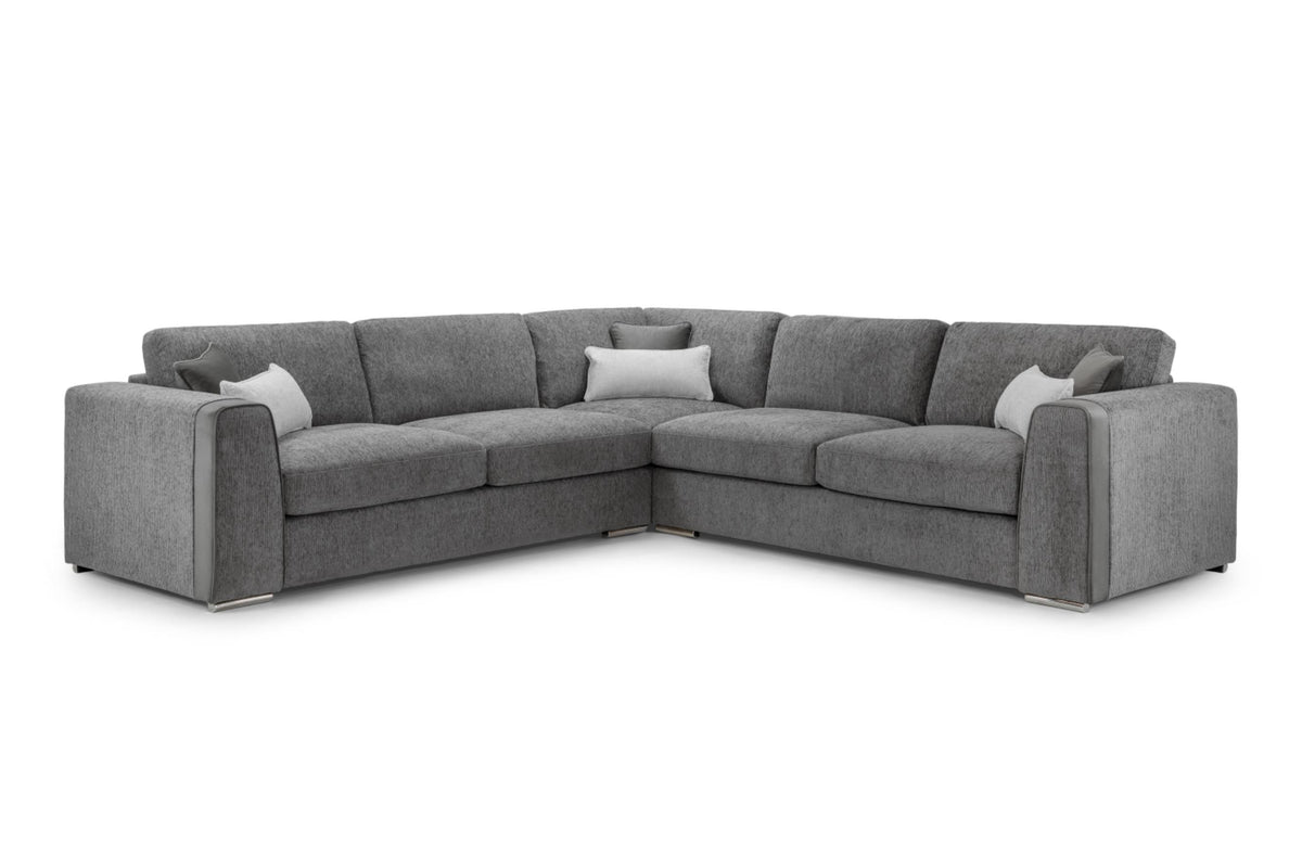 Naples Soft Chenille Upholstery Sofa in Beige, Grey or Mocha 1, 2, 3 Seat, 4 Seat Corner Settee Footstool Sofa CasaFenix