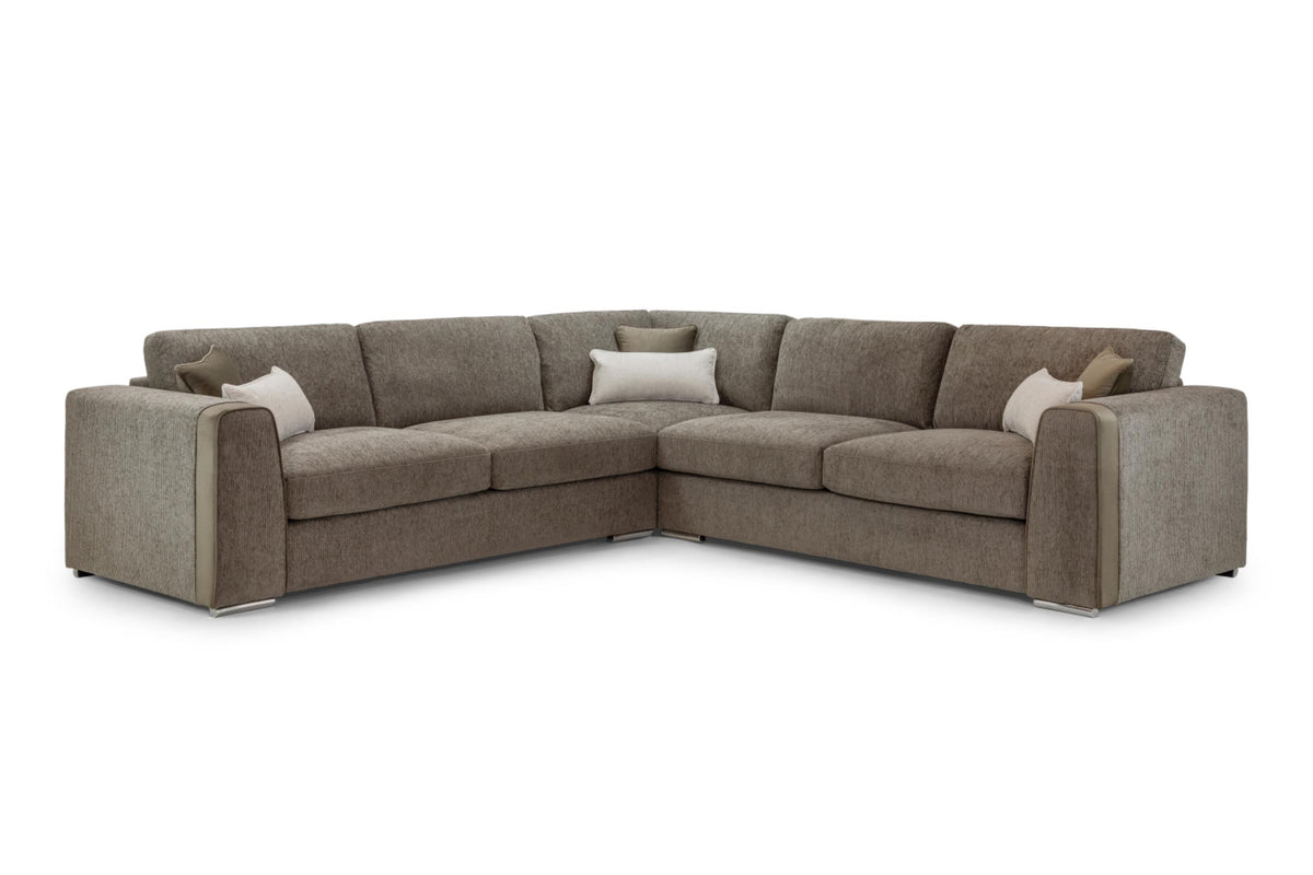 Naples Soft Chenille Upholstery Sofa in Beige, Grey or Mocha 1, 2, 3 Seat, 4 Seat Corner Settee Footstool Sofa CasaFenix