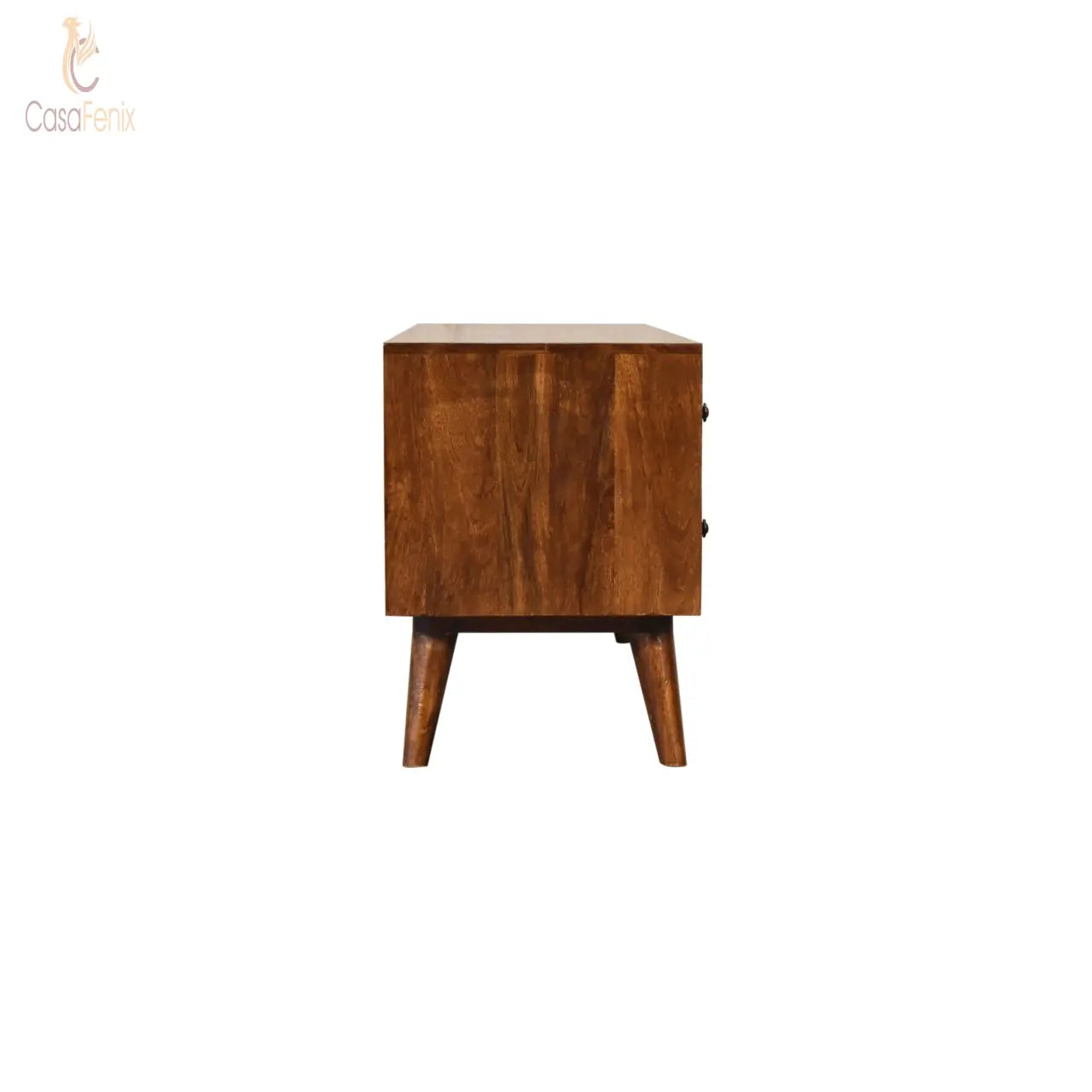 Nordic Chestnut Entertainment Unit Wide TV Stand 4  Drawers Solid Mango Wood - CasaFenix