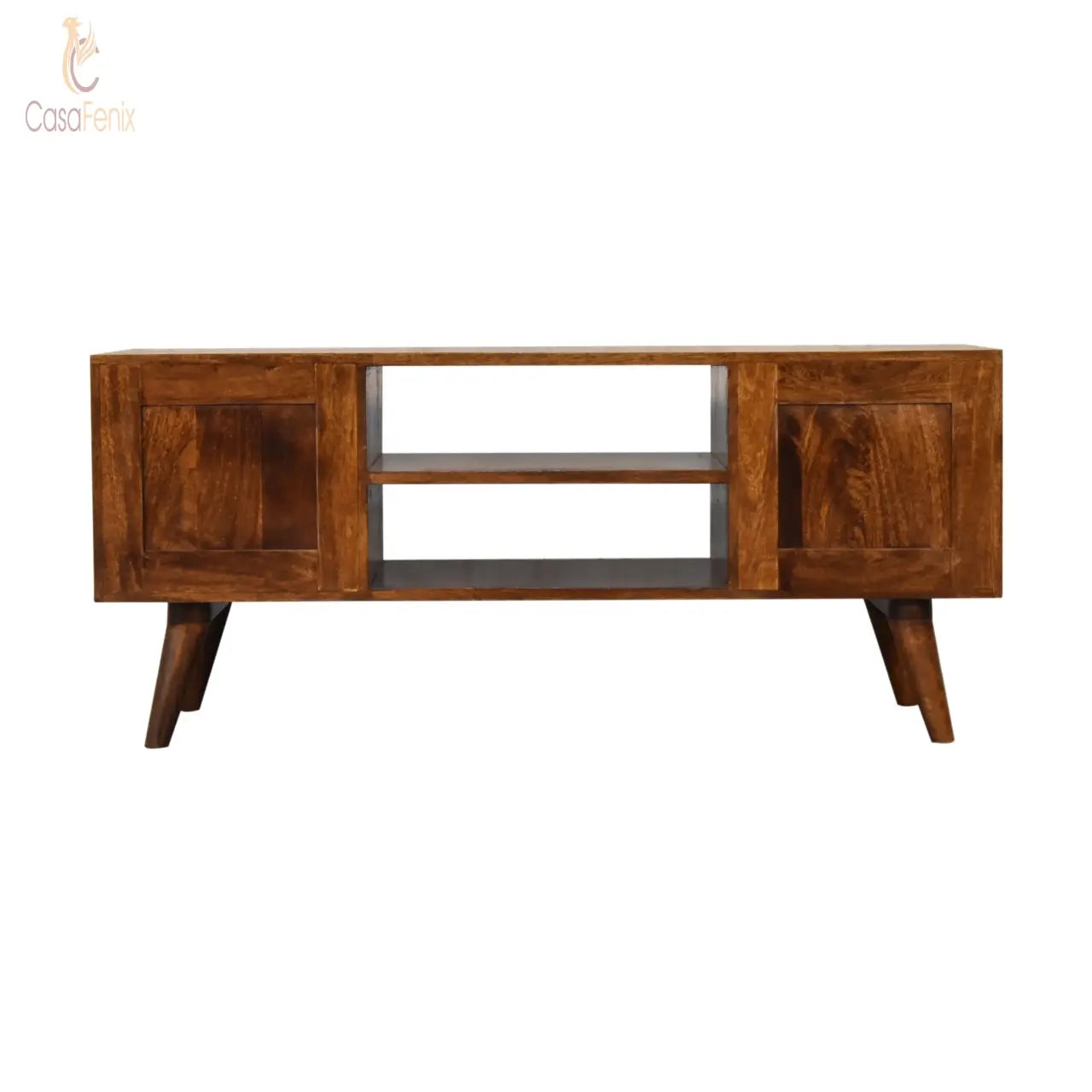 Nordic Chestnut Entertainment Unit Wide TV Stand 4  Drawers Solid Mango Wood - CasaFenix
