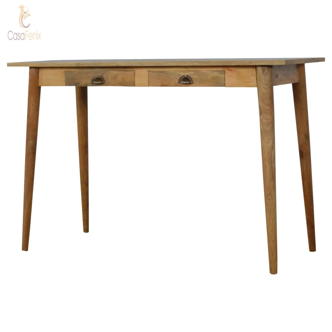 Nordic Style Writing Desk with 2 Small Drawers Solid Mango Wood - CasaFenix