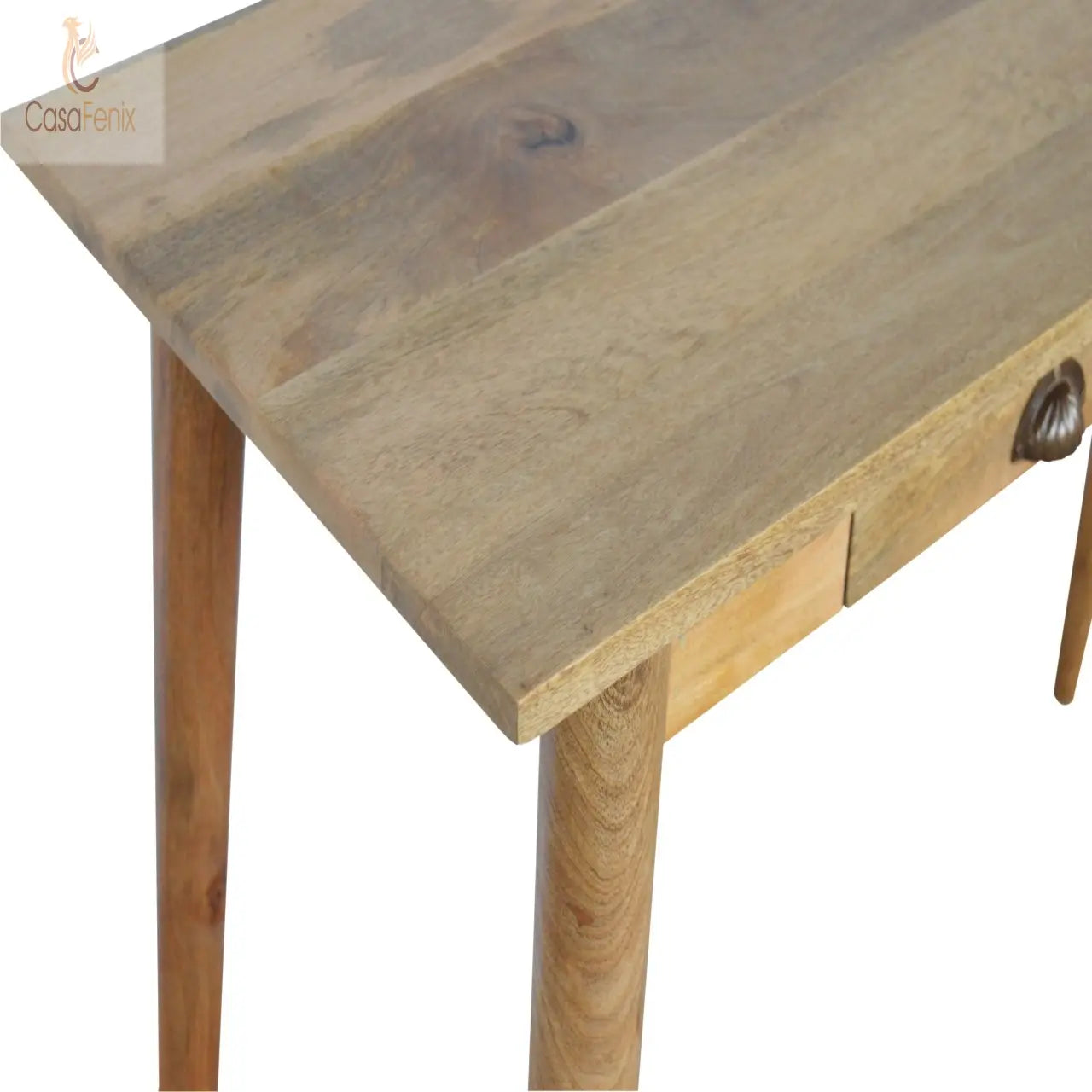 Nordic Style Writing Desk with 2 Small Drawers Solid Mango Wood - CasaFenix