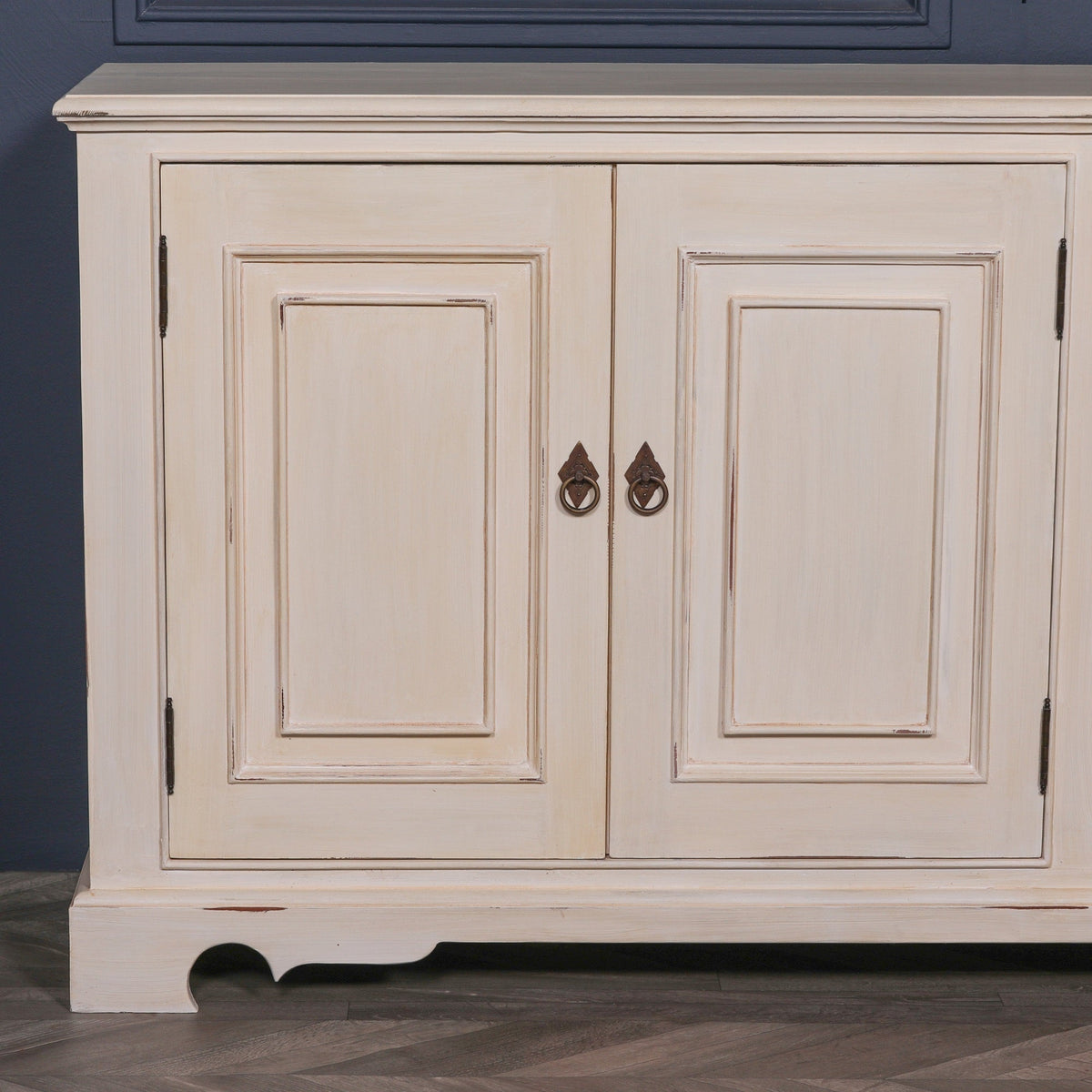 Distressed Aged White Carved Mahogany 4-Door Sideboard 200cm Buffets & Sideboards CasaFenix