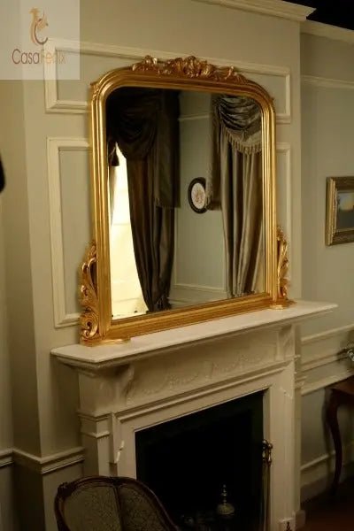 Overmantle Mirror Over Mantle Mirror Solid Mahogany - CasaFenix