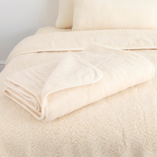 100% Merino Wool Blanket - 220 x 200cm Natural - CasaFenix