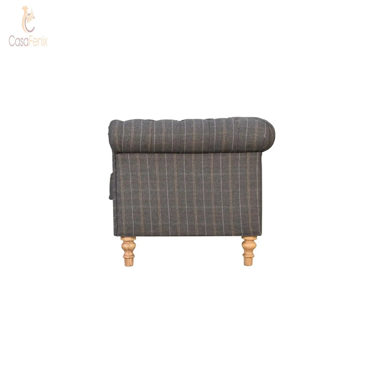 Pewter Tweed Chesterfield 2 Seater Button Back Upholstered Sofa - CasaFenix
