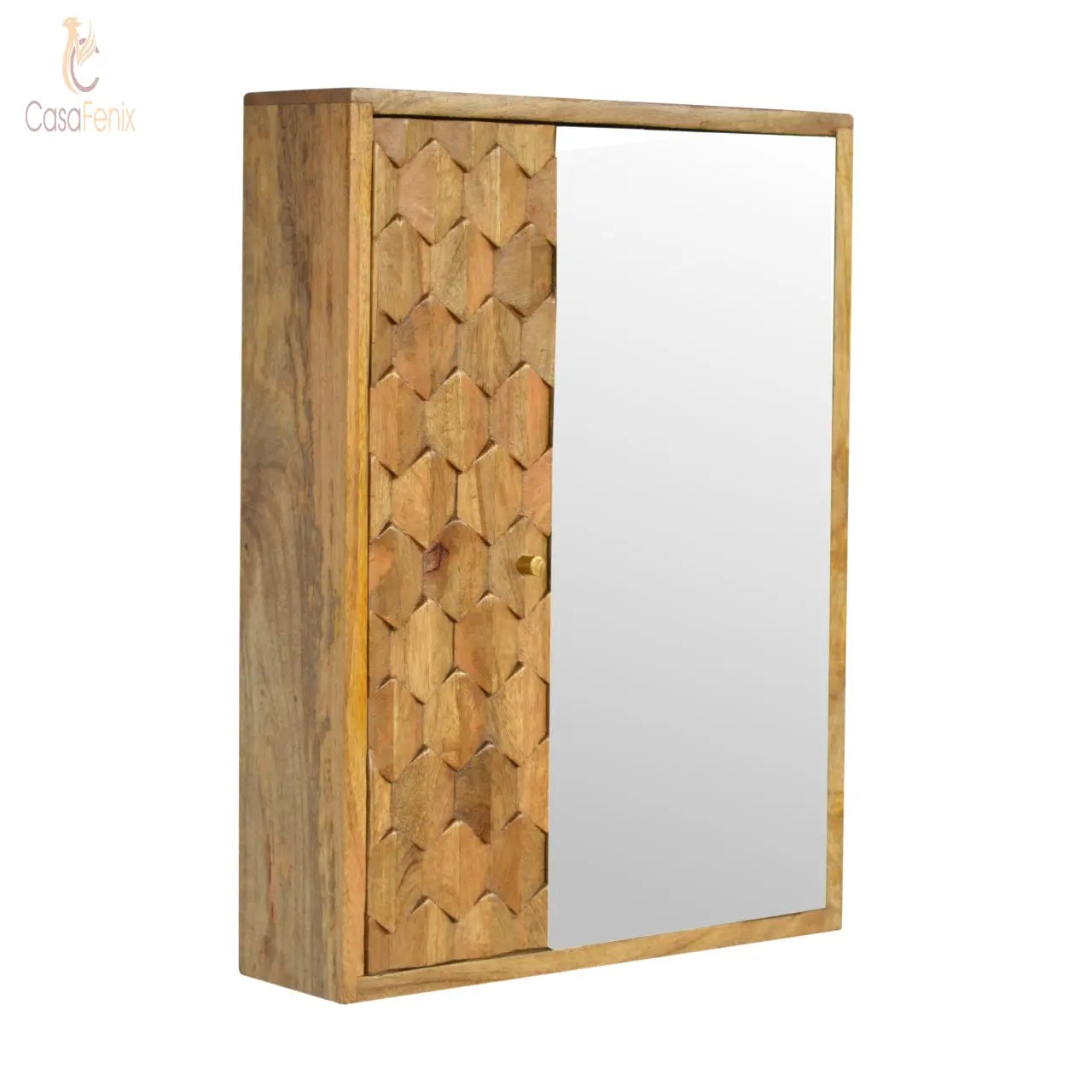 Pineapple Carved Sliding Wall Mirror Cabinet - CasaFenix
