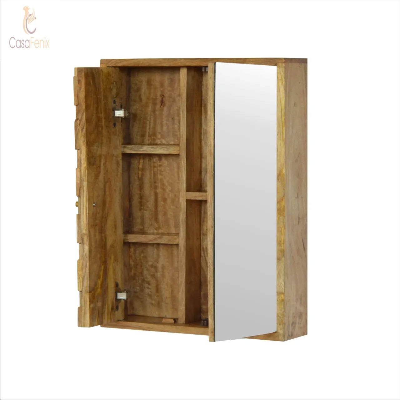 Pineapple Carved Sliding Wall Mirror Cabinet - CasaFenix