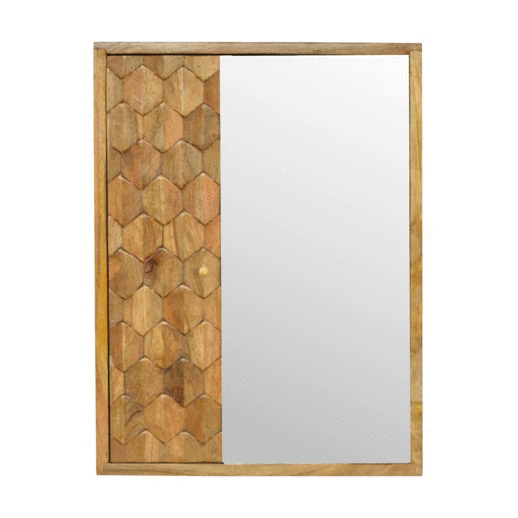 Pineapple Carved Sliding Wall Mirror Cabinet wall cabinet CasaFenix