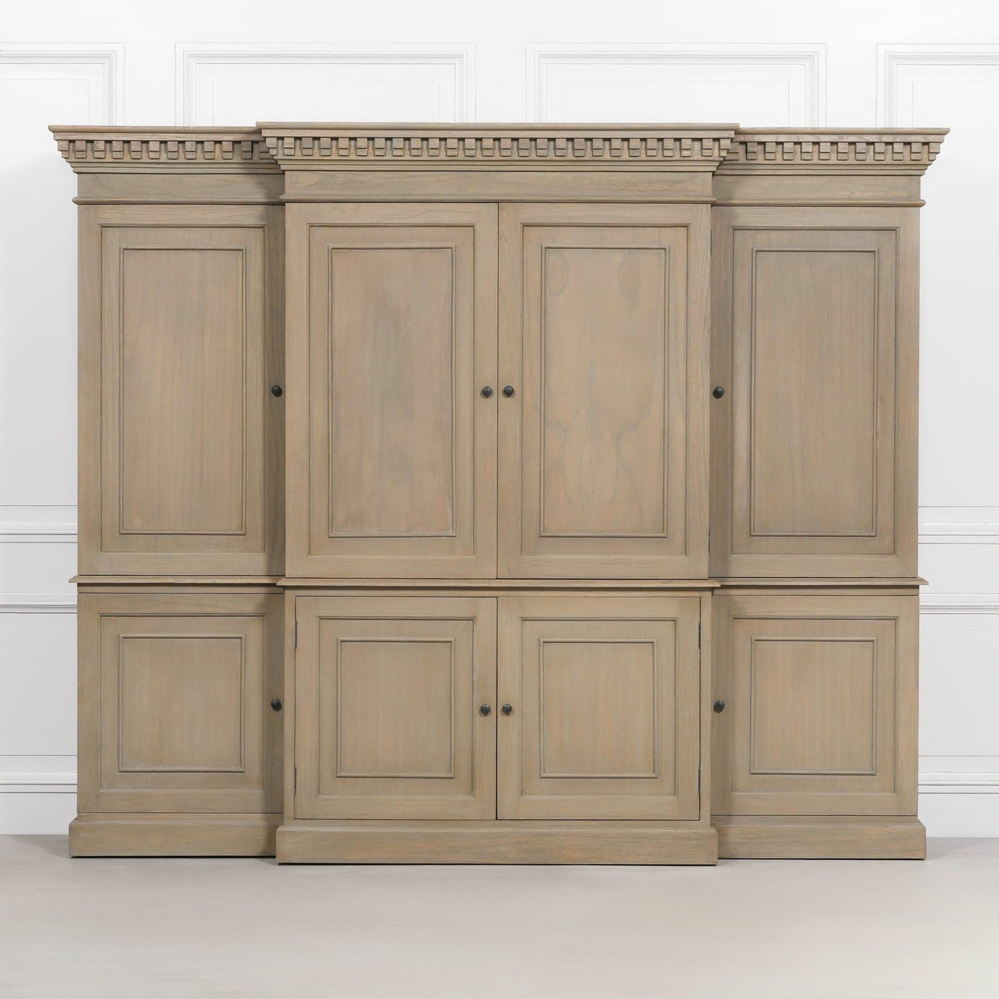 Large Wooden Triple Breakfront TV Cabinet made with White Cedar Wood Display Cabinet CasaFenix