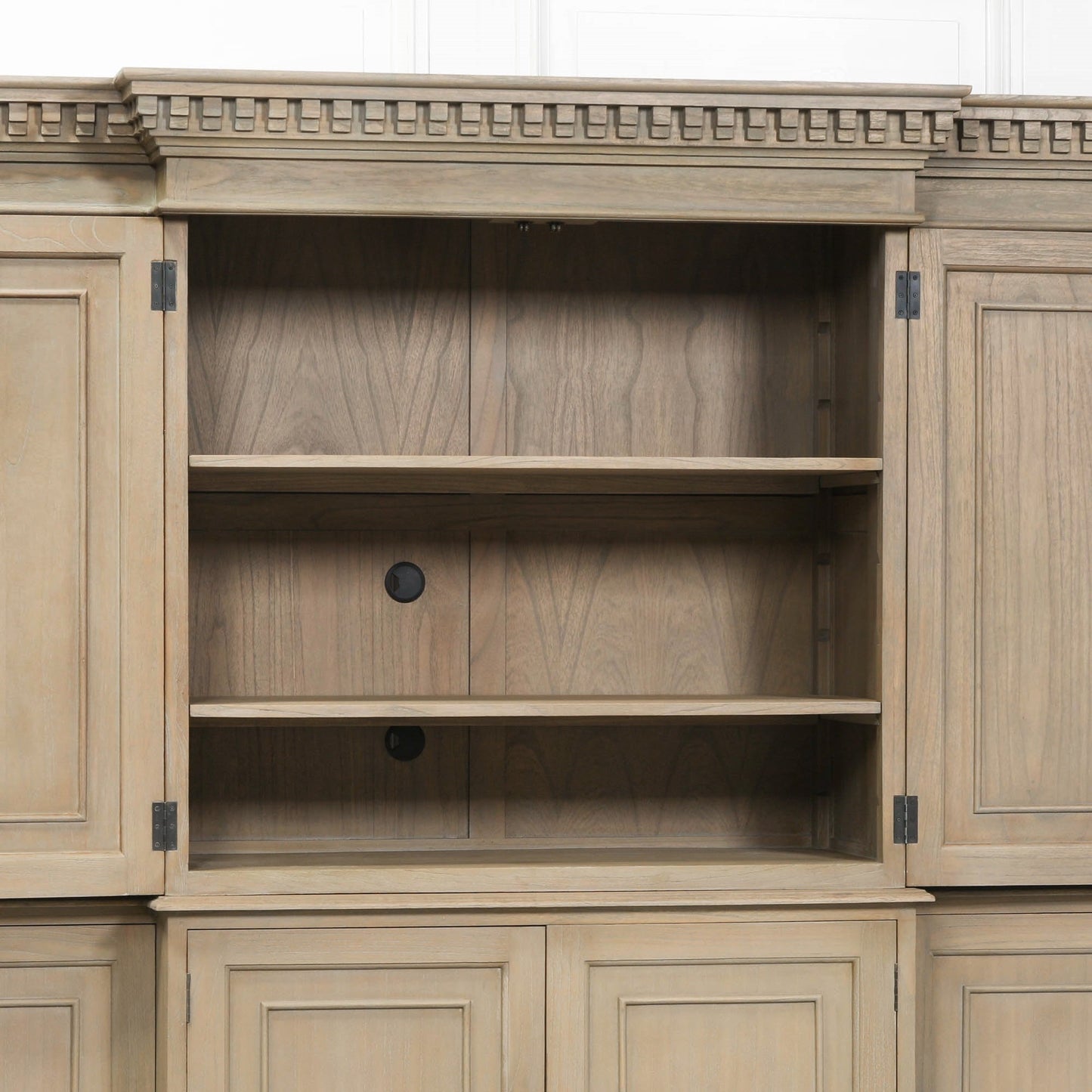 Large Wooden Triple Breakfront TV Cabinet made with White Cedar Wood Display Cabinet CasaFenix