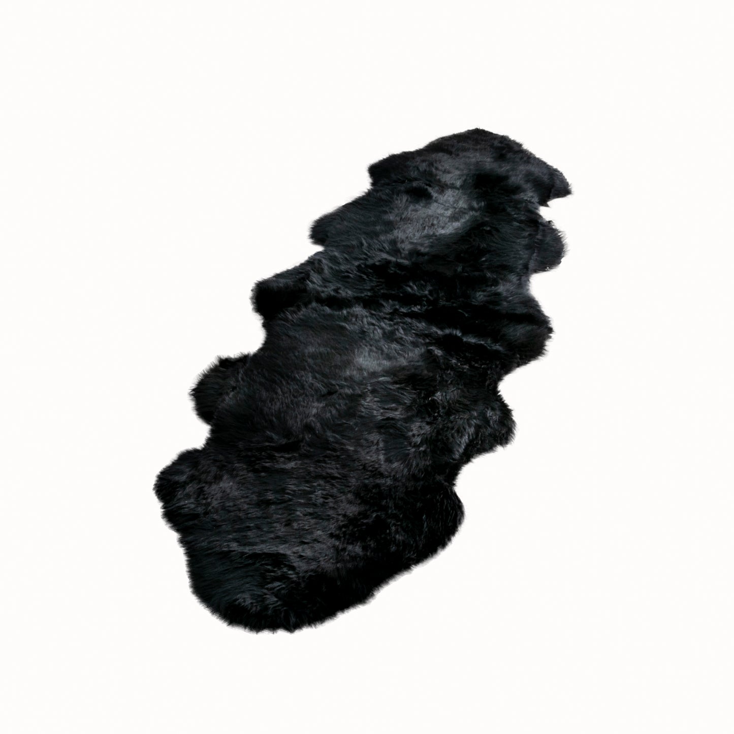 Double Black Genuine Sheepskin Rug 240 x 60cm - CasaFenix