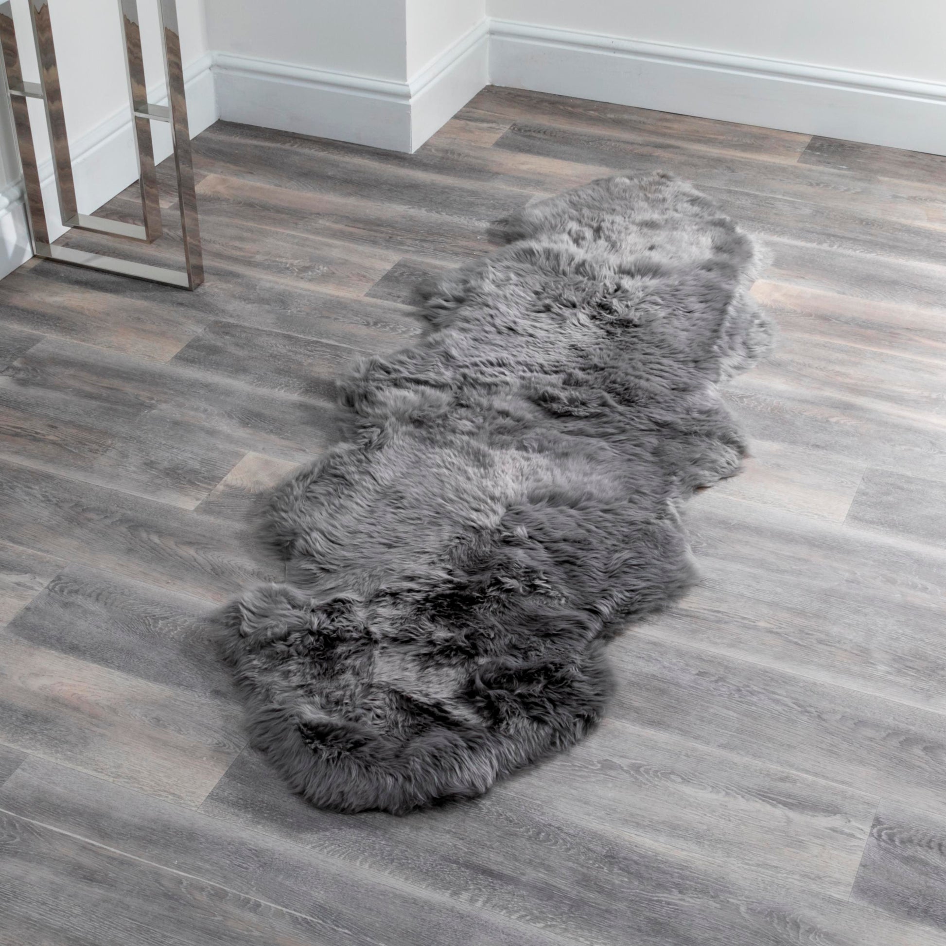 Double Grey Genuine Sheepskin Rug 240 x 60cm - CasaFenix
