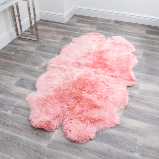 Quad Blush Pink Genuine Sheepskin Rug 240 x 120cm - CasaFenix
