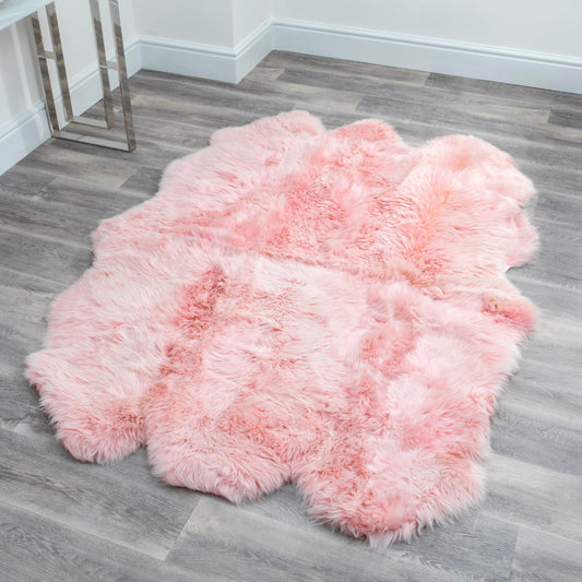 Sextuplet Blush Pink Genuine Sheepskin Rug 240 x 180cm - CasaFenix
