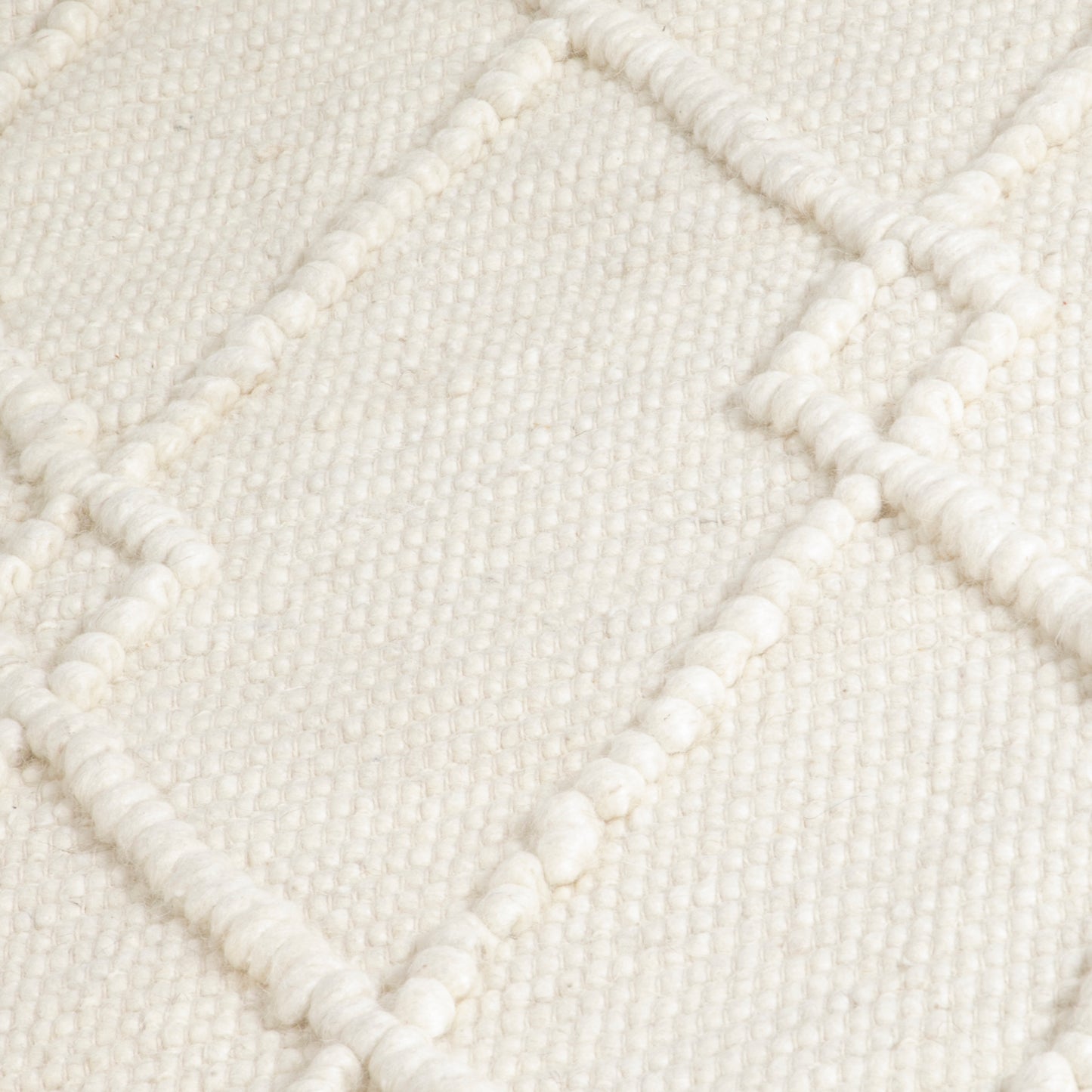 Cream Diamond Pattern Runner Wool Rug (60 x 230cm) Rugs CasaFenix