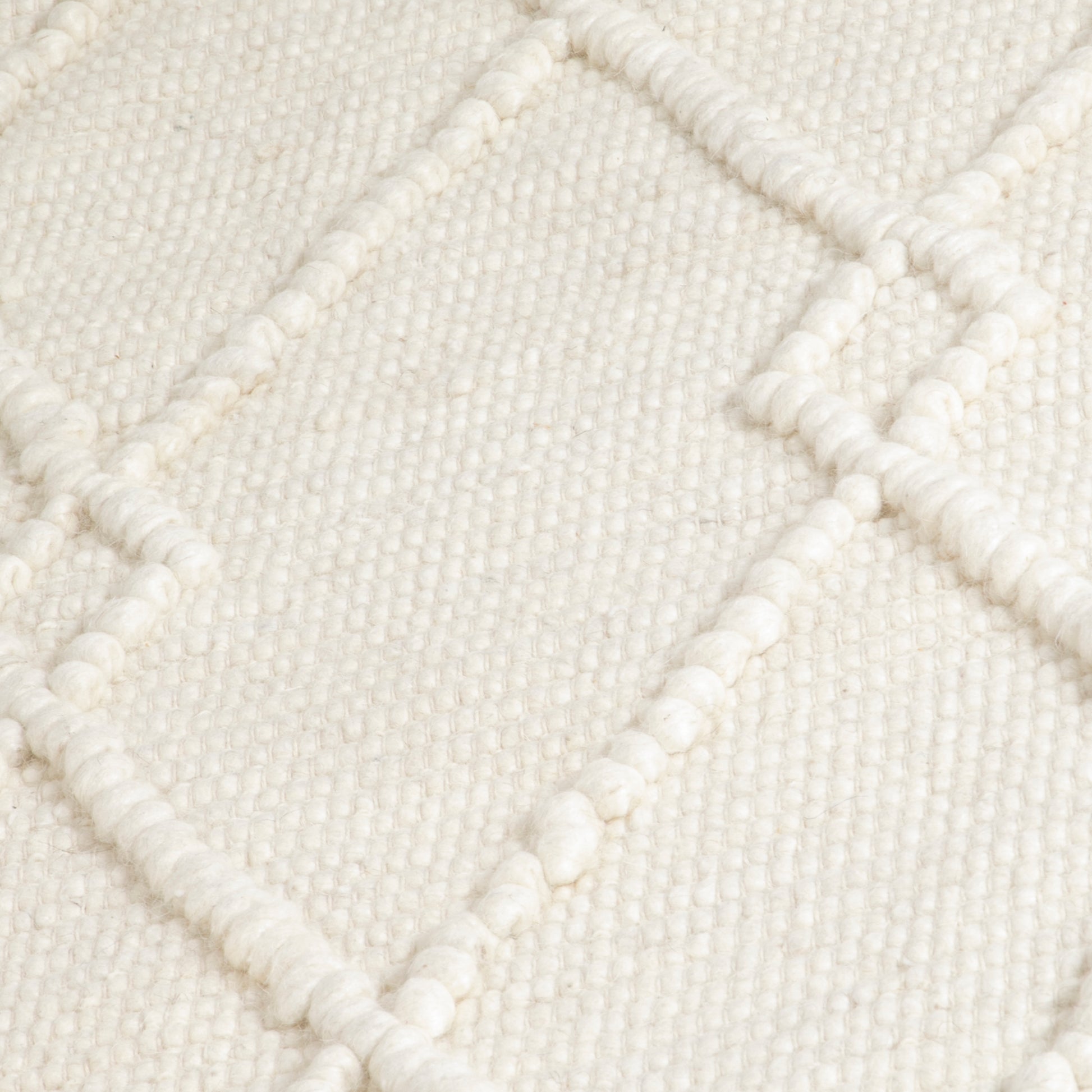 Cream Diamond Pattern Runner Wool Rug (60 x 230cm) Rugs CasaFenix
