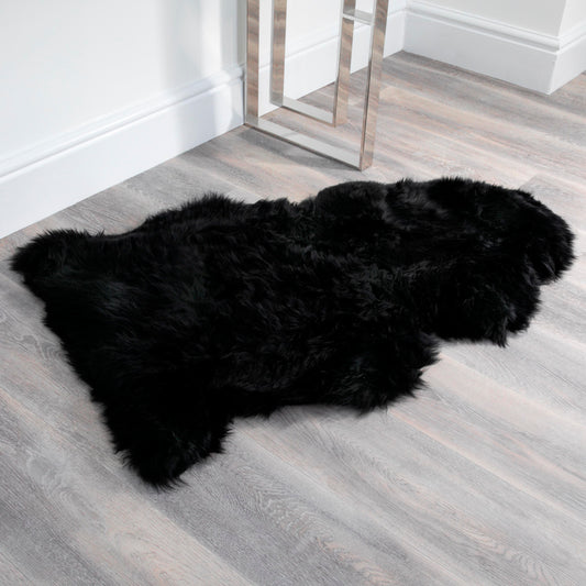 Black Sheepskin Rug XXL 120 x 60cm 1.5kg - CasaFenix