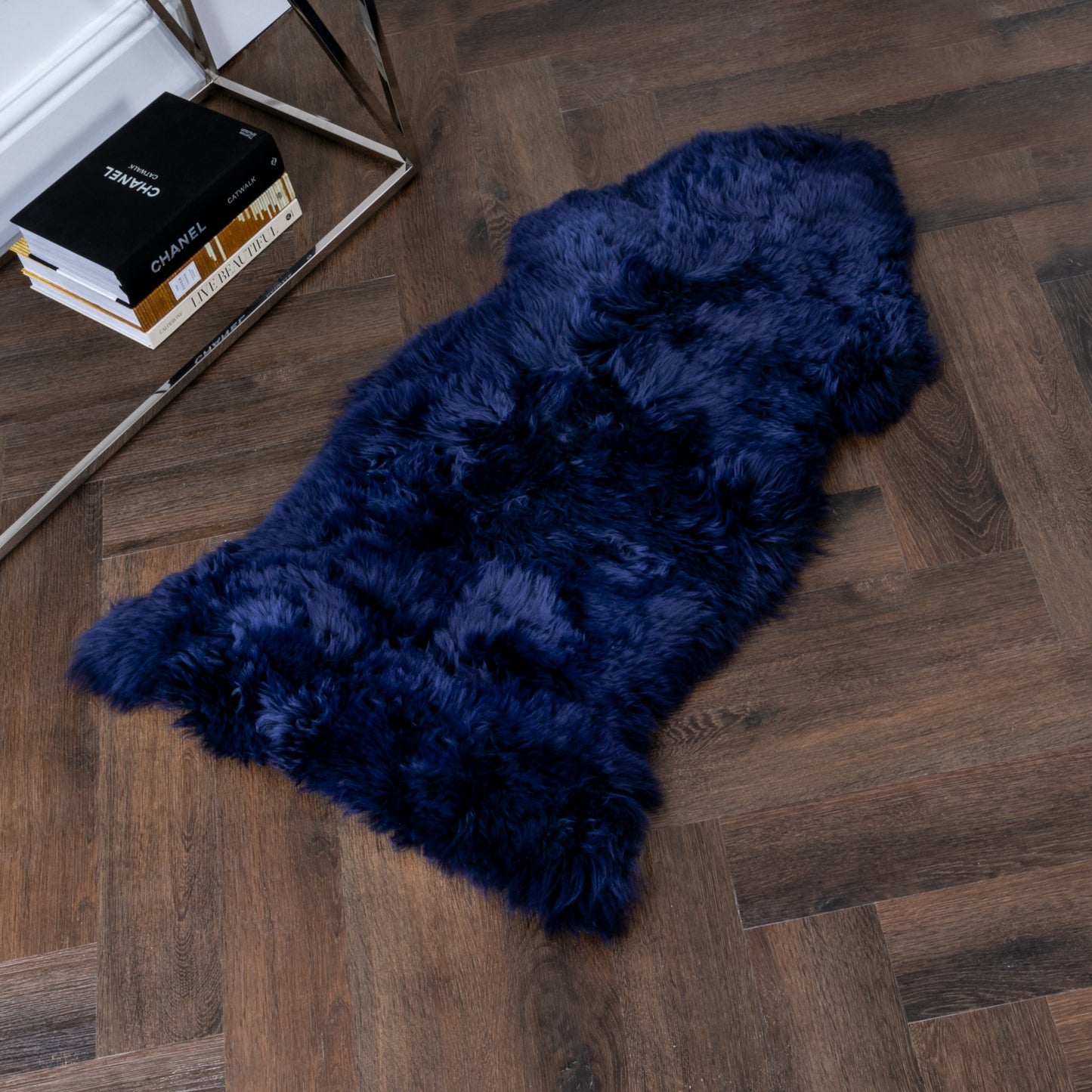 Blue Sheepskin Rug XXL 120 x 60cm 1.5kg - CasaFenix