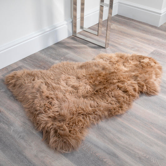 Light Brown Sheepskin Rug XXL 120 x 60cm 1.5kg - CasaFenix