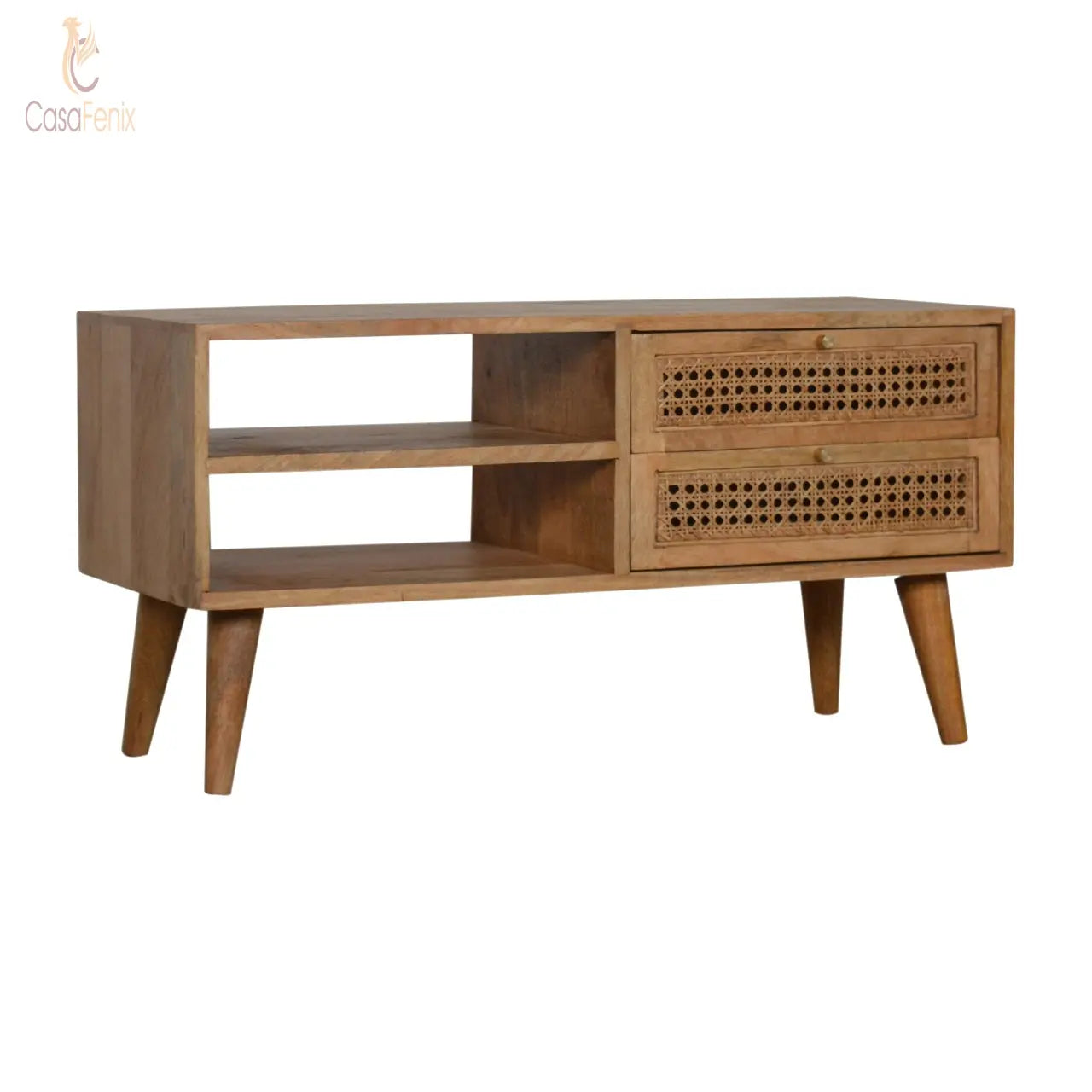 Rattan Media Unit 2 Drawer TV Stand - CasaFenix