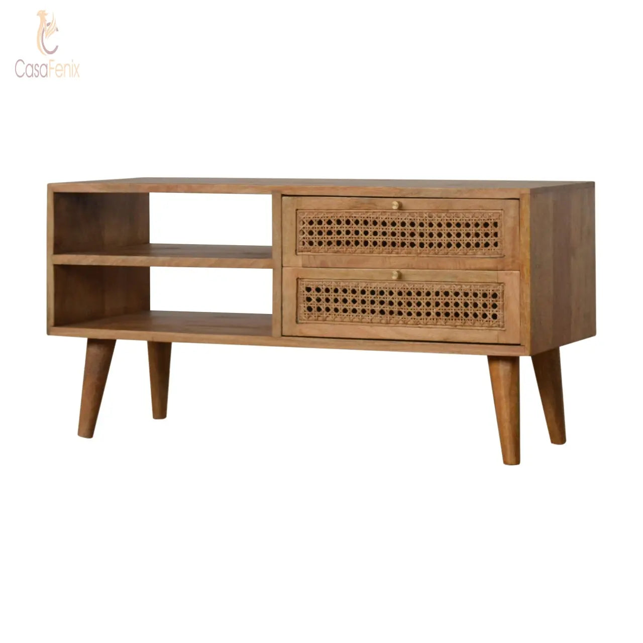 Rattan Media Unit 2 Drawer TV Stand - CasaFenix