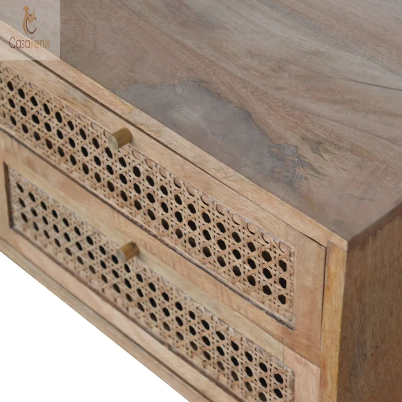 Rattan Media Unit 2 Drawer TV Stand - CasaFenix