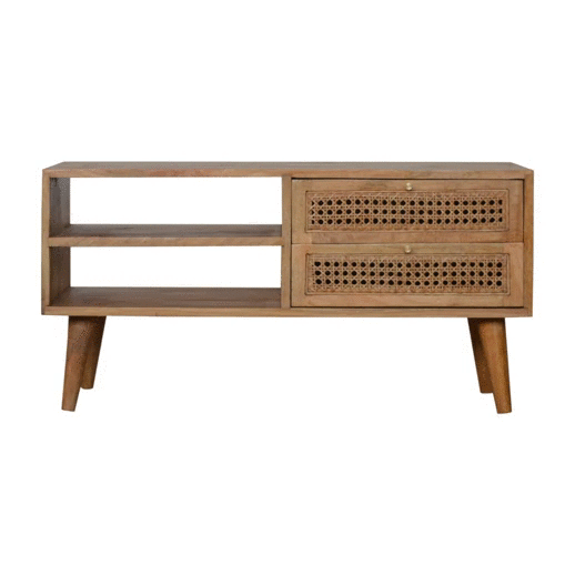 Rattan Media Unit 2 Drawer TV Stand - CasaFenix