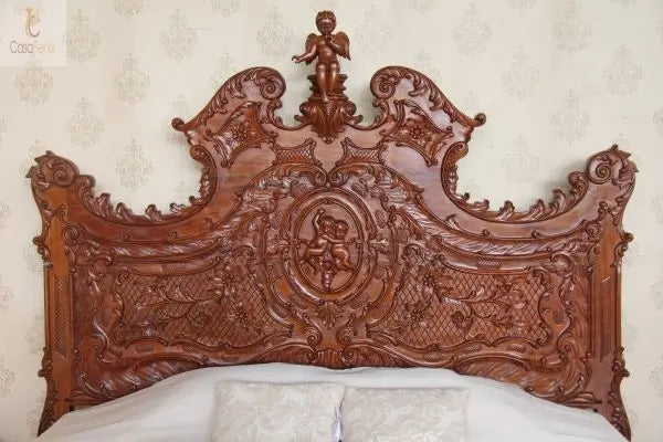 Reproduction of a Unique Carved Cherub bed in Solid Mahogany CasaFenix