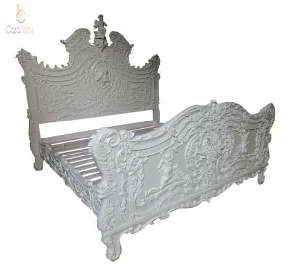 Reproduction of a Unique Carved Cherub bed in Solid Mahogany CasaFenix