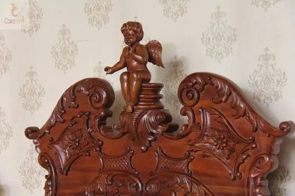 Reproduction of a Unique Carved Cherub bed in Solid Mahogany CasaFenix