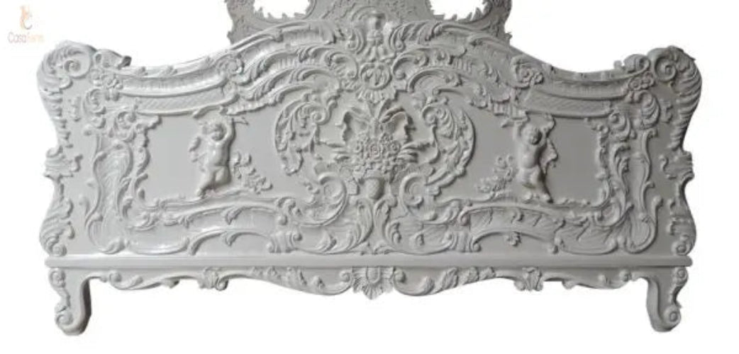 Reproduction of a Unique Carved Cherub bed in Solid Mahogany CasaFenix