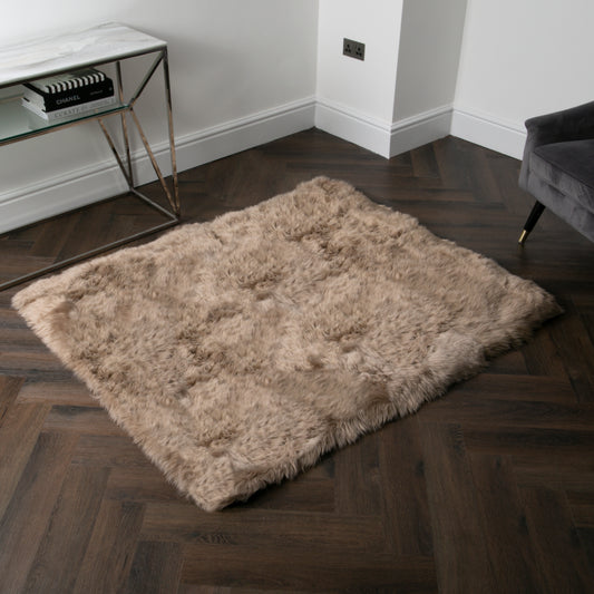 Light Brown Rectangle Sheepskin Rug - 130 x 150cm - CasaFenix