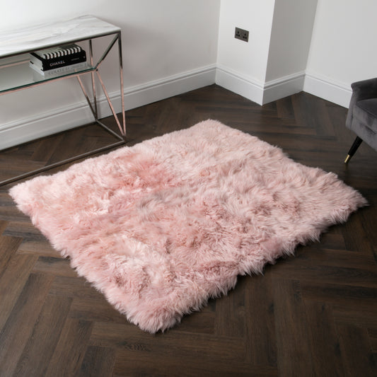 Pink Rectangle Sheepskin Rug - 130 x 150cm - CasaFenix