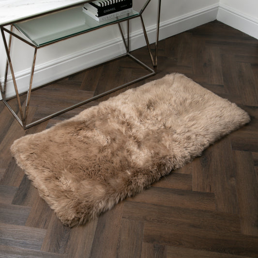 Light Brown Rectangle Sheepskin Rug - 70 x 140cm - CasaFenix