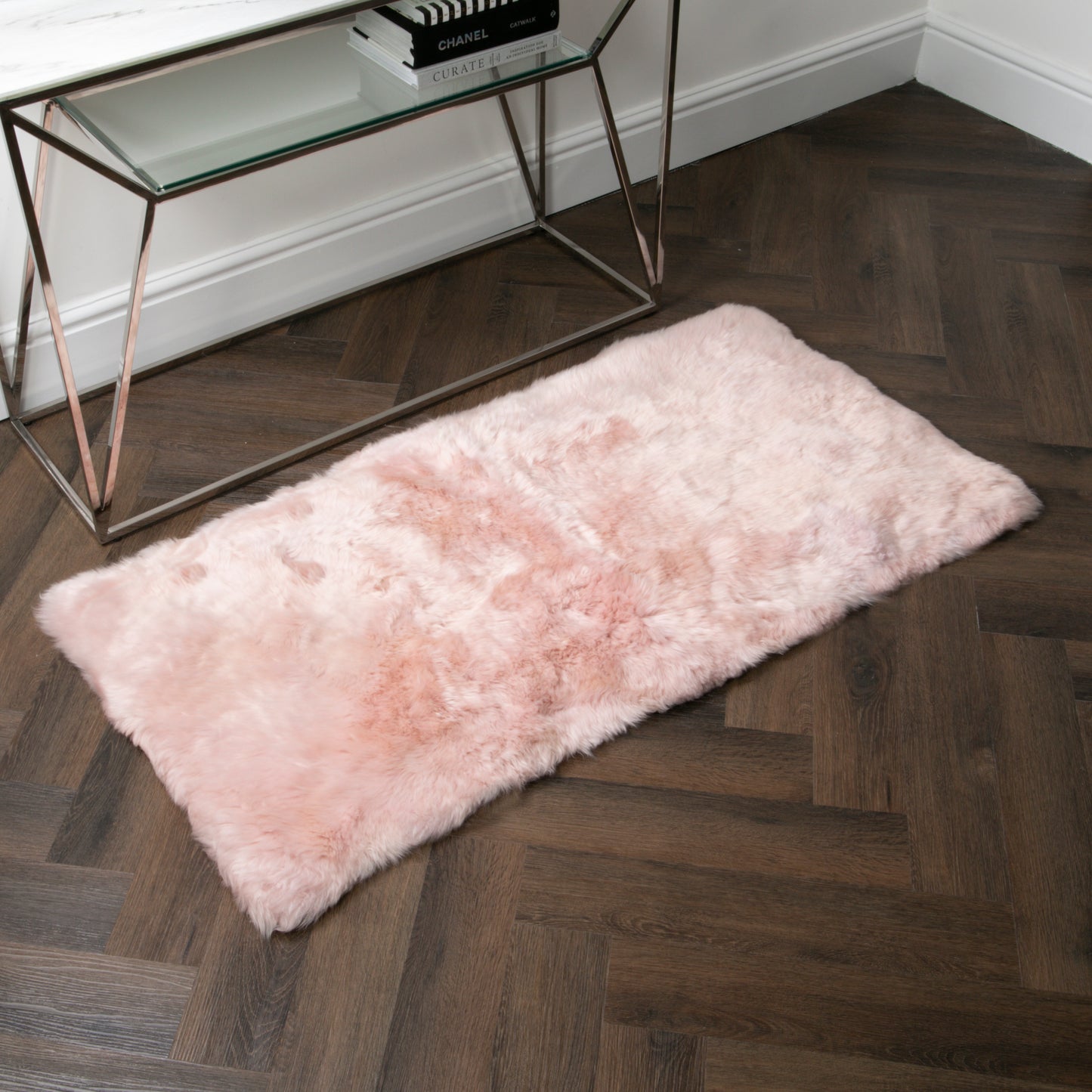 Pink Rectangle Sheepskin Rug - 70 x 140cm - CasaFenix